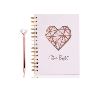 Set di penne di diamanti rosa carino e taccuino per copertina rigida: regalo perfetto per donne e ragazze adolescenti