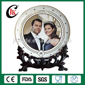 Home decor round cheap bulk custom porcelain decorative plate for home and restaurant