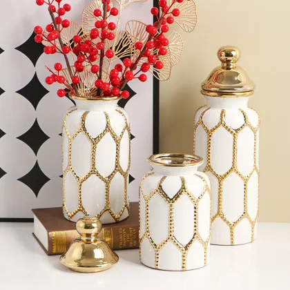 Luxury Elegant Electroplated Ceramic Vases for Living Room Decor