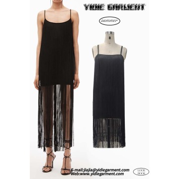 Sleeveless Wear Resistance Elongated Fringe Mini Dress