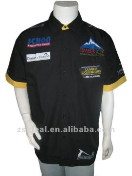Woven poly cotton poplin promotional men's printed racing shirt