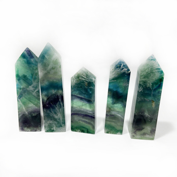 Wholesale Natural Healing Crystals: Colorful Feather Fluorite Obelisk Quartz for Home Decoration