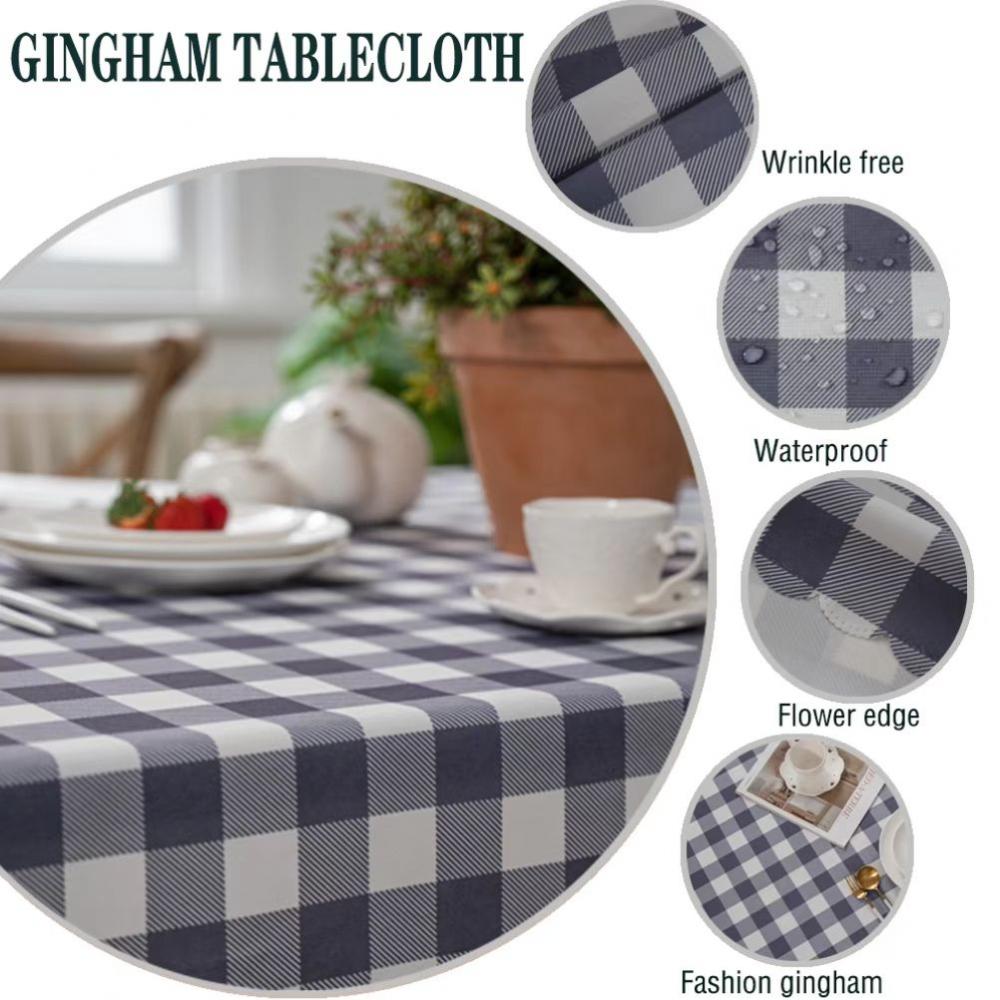 100% Polyester Waterproof Plaid Square Tablecloth
