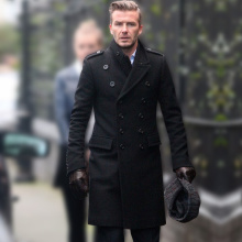 Men's woolen coat jacket Beckham's same style 2020 autumn and winter mid-length slim black double-breasted woolen trench coat
