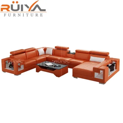 Ruiya Furniture Luxury Contemporary Imperial Sectional Sofa in Italian Leather