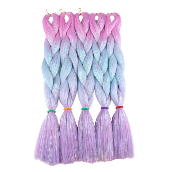 2021 New Style Hair Extensions Factory Wholesale Mix-Tinsel Ombre Synthetic Jumbo Braiding Tinsel Hair With Cheap Price