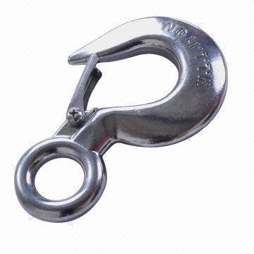 Stainless steel eye hoist hook with latch