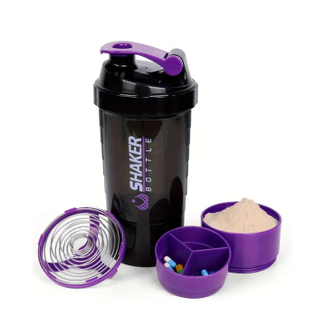 16oz Leak-Proof Fitness Gym Sports Protein Shaker Bottle with Extra Compartments