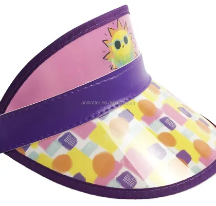 PVC Plastic Custom Allover Printing Kids Visor Sun Hat