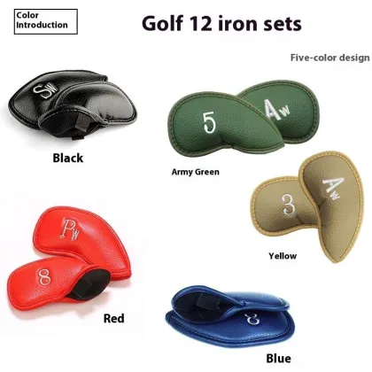 Premium Leather Golf Club Iron Head Covers Set