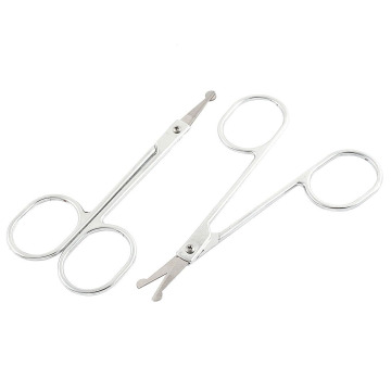 Round Tip Eyebrow Nose Hair Trimming Trimmer Scissors 2 Pcs