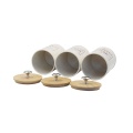 Set of 3 Metal Canister with Bamboo Lid