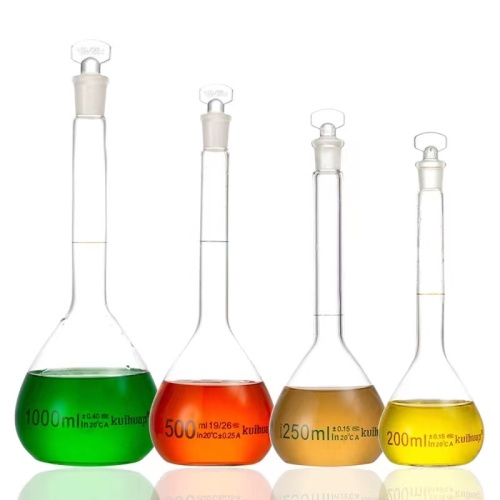 Borosilicate glass clear volumetric flask with stopper 250ml