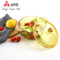 Amber boron tempered glass pot glass with glass