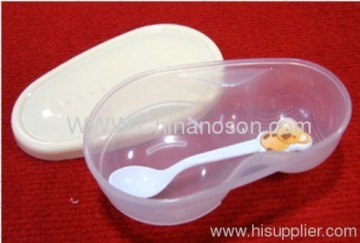 14.5 * 9 * 4.5 cm Baby di plastica bianca e trasparente ciotola con cucchiaio