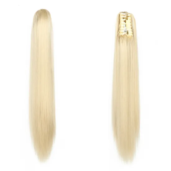 Wholesale Deep-Brown Long Straight Claw-Clip Drawstring Hairpiece Clip In Hair Tail Synthetic Hair Ponytails Extension For Women