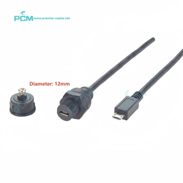 M12 IP67 Waterproof Micro USB 2.0 Extension Cable - Outdoor Data & Power Connector