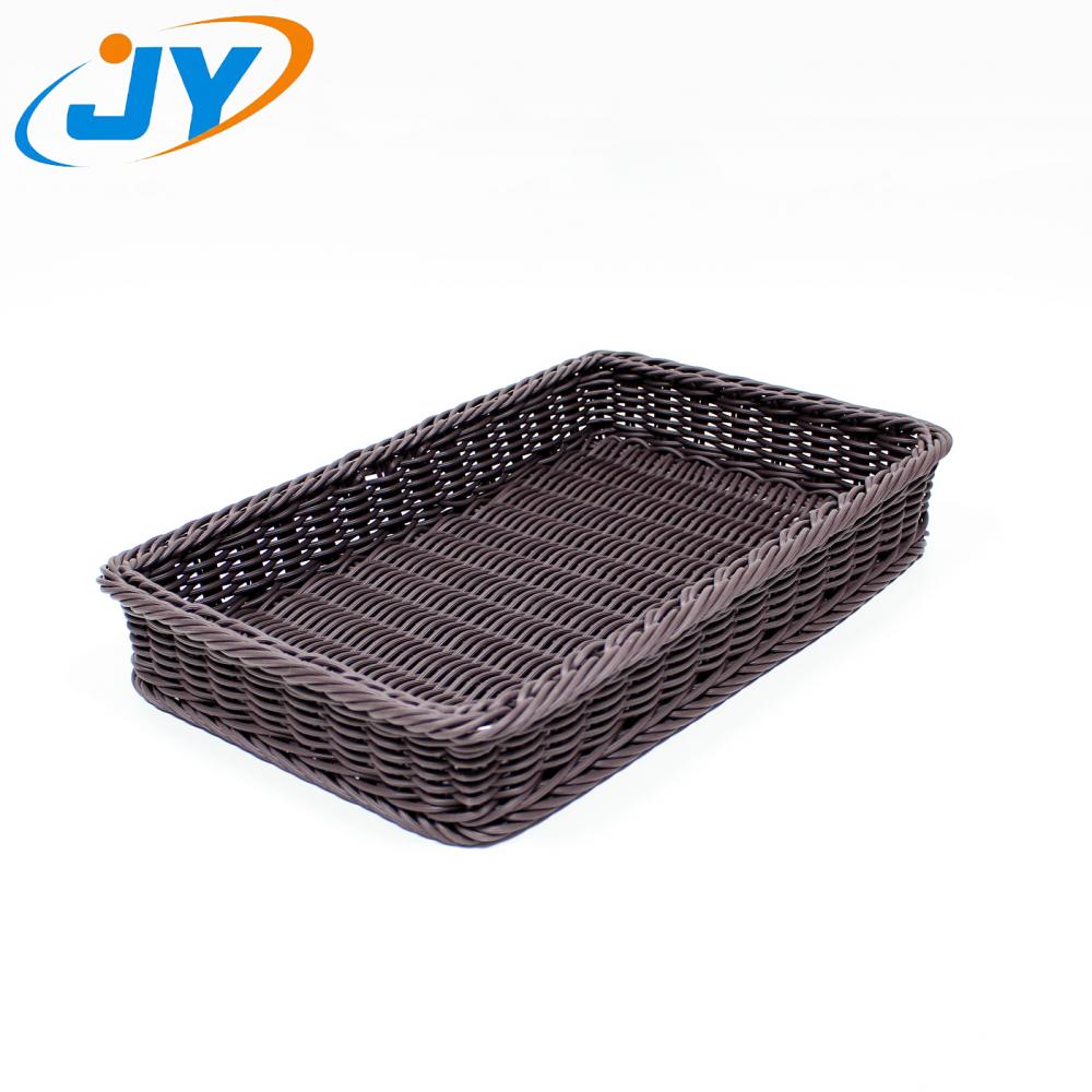 plastic rattan rectangular food basket