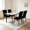 Silla de comedor duradera con respaldo alto de terciopelo negro