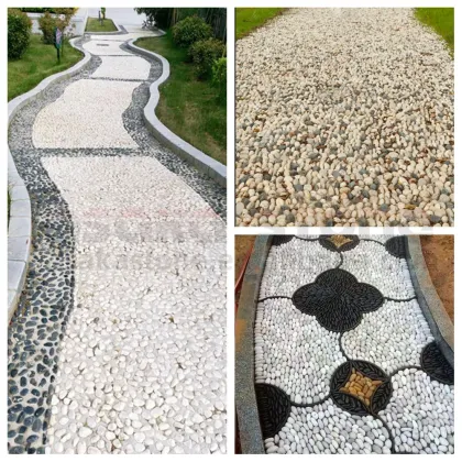 Natural Polished White River Rock Cobbles & Pebbles for Garden Landscaping