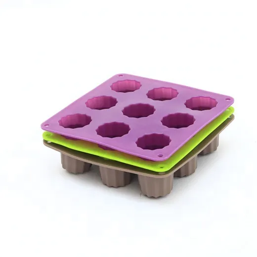 Wholesale Factory Price 16x16cm 9-Hole Floret Silicone Baking Pan Chocolate Mold