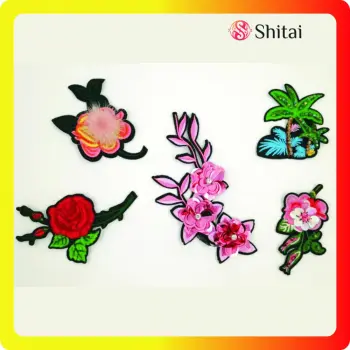 Fashion embroidery flower with pompons&sequins