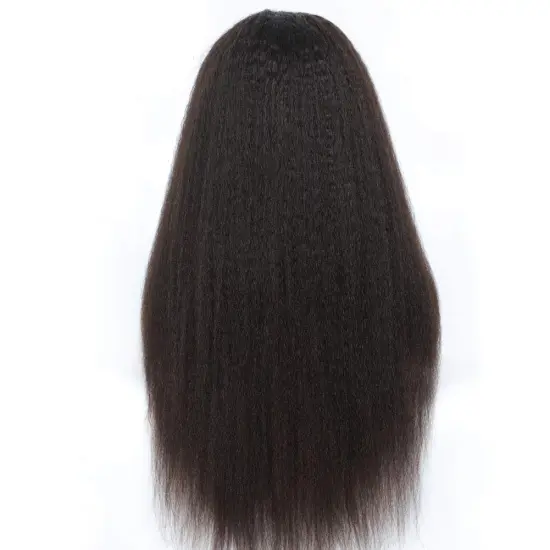 Hot Sale Mix Blondes Natural Hairline Highlighted Lace Front Kinky Straight 28 Inch Human Hair Lace Front Wig  Natural Color