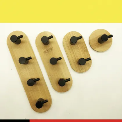 Top Selling Stainless Steel & Bamboo Black Hooks (3pcs) - Waterproof, Strong, & Durable Adhesive Hooks