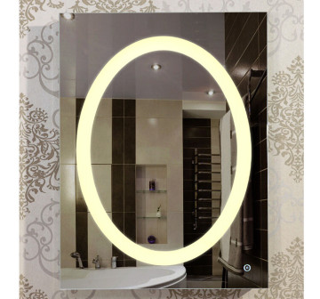 5mm silver mirror in bathroom, illuminated wall mounted mirror with LED light strtip 5050 for hotel