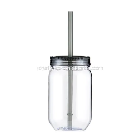 customized single wall plastic mug with straw