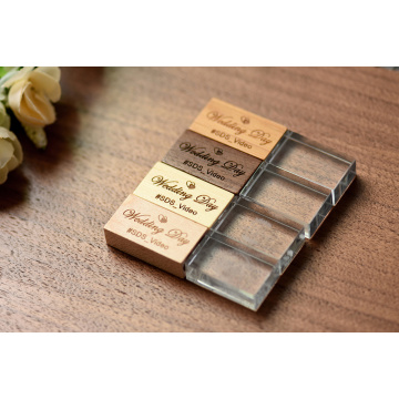 Crystal USB Flash Drive With Wooden Box