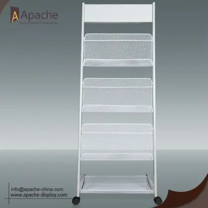 Newspapers Magazines Display Rack With Wheel