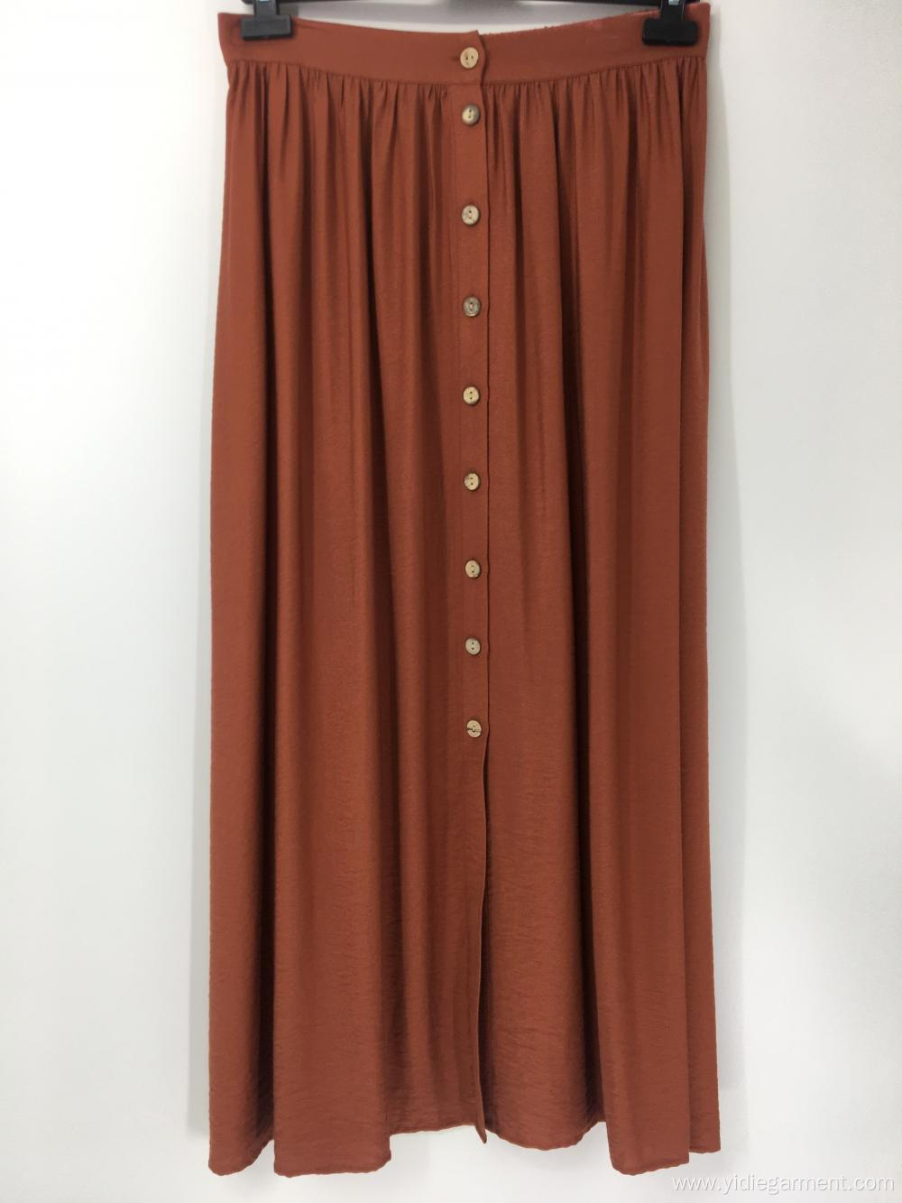 Button Front Rust Coloured A line Skirt