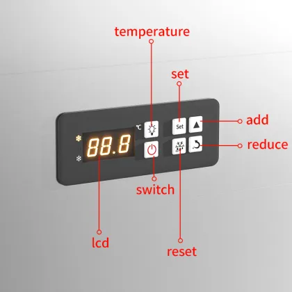 Six door dual temperature upright refrigerator
