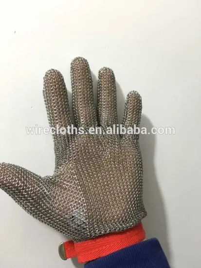 Three/five finger stainless steel mesh glove with strap