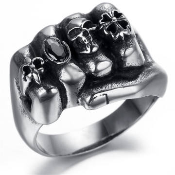 สเตอร์เลสสตีล Biker Skull Silver กำปั้นใหญ่แหวน