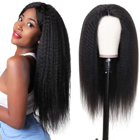 Lace closure human hair wig kinky straight 4x4 lace closure wig for black women yaki straight hair wig 100%human hair 10-26inch