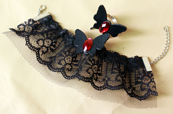 Butterfly Charm Crochet Lace Bracelet