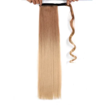 Hot selling straight long wrap around brazilian black clip in pony tail