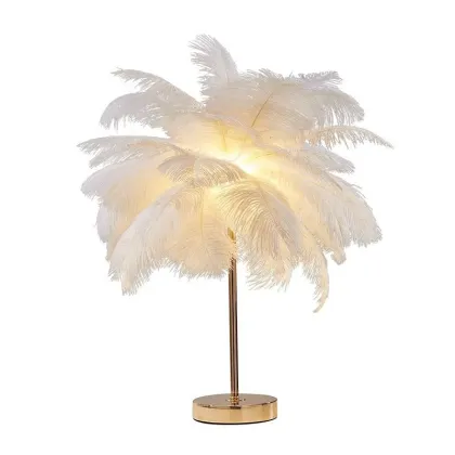 Elegant Ostrich Feather LED Lamp for Modern Bedrooms