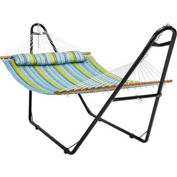 Freestanding 2 Person Hammock with Steel Stand, 200kg Capacity, Includes Carry Bag and Cushion