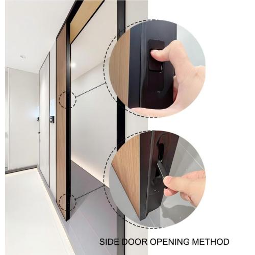 Porta de laje sólida com moldura de alumínio e fechadura secreta