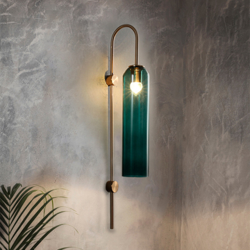 Vintage Industrial Metal Bent Tube Cylindrical Glass Wall Light