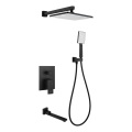 Modern matte black 3 function concealed rainfall ceiling mixer hidden black wall mounted rain shower set with handheld shower