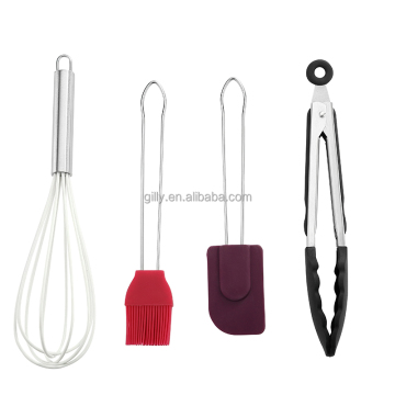 Utensili da cucina in silicone all'ingrosso set con manici in acciaio inossidabile