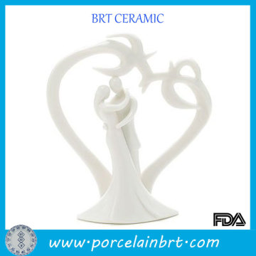 Romantic heart white porcelain wedding cake topper