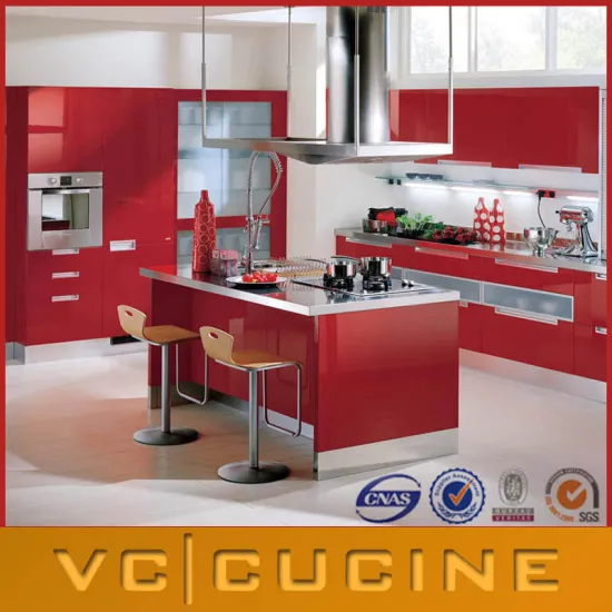Red piano lacquer PE kitchen