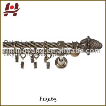 F119165 metal iron aluminium stainless steel brass telescopic aluminum adjustable double electric curtain rod