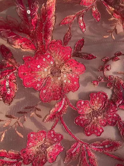 double color sequin cord embroidery fabric