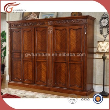 Dark cherry antique solid wood wardrobe A126